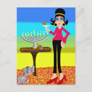 Cartão Postal De Festividades Retro Hanukkah and a Martini