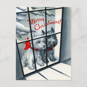Cartão Postal De Festividades retro natais vintages Scotty dog