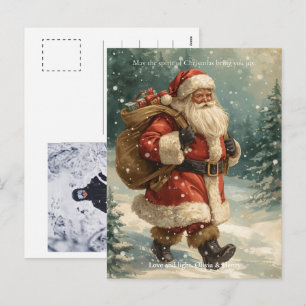 Cartão Postal De Festividades Retro Papai Noel Clássico Foto Personalizada Natal