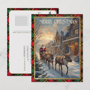 Cartão Postal De Festividades Retro Papai Noel Endereço Personalizado Clássico N