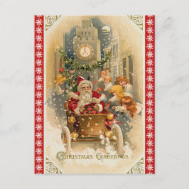 Cartão Postal De Festividades Retro Papai Noel no Natal