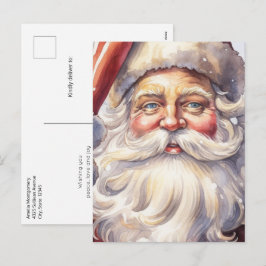 Cartão Postal De Festividades Retro Papai Noel num Natal Red Hat