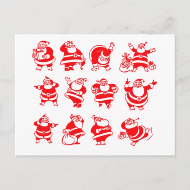 Cartão Postal De Festividades Retro Santas (Frente)