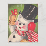 Cartão Postal De Festividades Retro Snowman Christmas<br><div class="desc">Cartões postais de natais vintages lindos! Procure a correspondência de postagem! Todas as imagens foram restauradas com carinho para a melhor qualidade de impressão! Fácil de personalizar!</div>