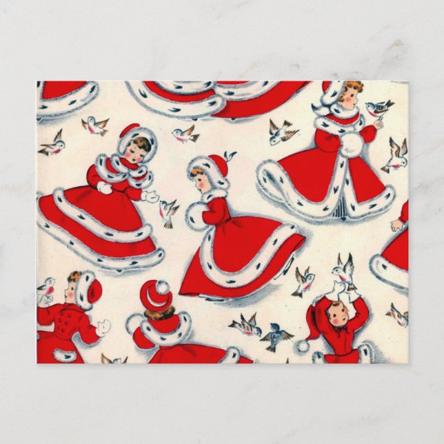 Cartão Postal De Festividades Retro vintage Christmas (Frente)