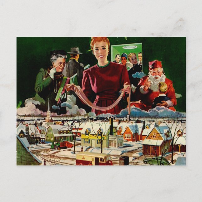 Cartão Postal De Festividades Retro vintage Christmas card (Frente)