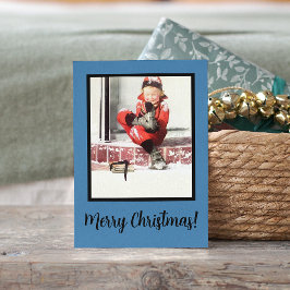 Cartão Postal De Festividades Retro Winter Baby Boy Steps Blue Frente Christmas