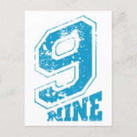 Retrotipografia Minimalista - Número Azul 9