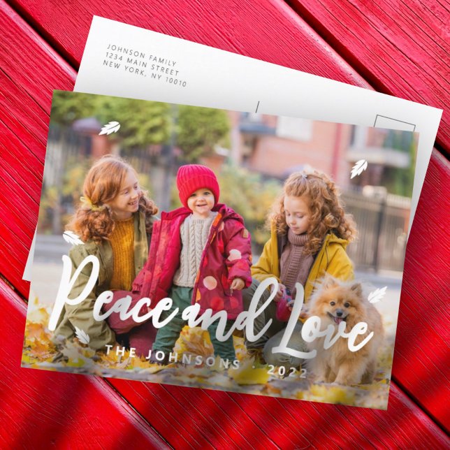 Cartão Postal De Festividades Reuniões Simples Modernas Folha Foto da Família Fo (Criador carregado)