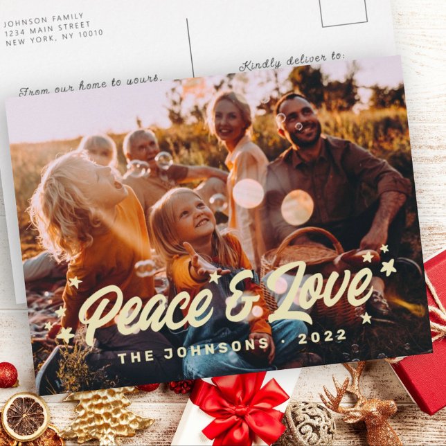 Cartão Postal De Festividades Reuniões Simples Modernas Stars Foto da Família (Criador carregado)