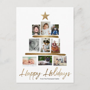 Cartão Postal De Festividades Revisão do Ano de Colagem de Fotos da Árvore de
