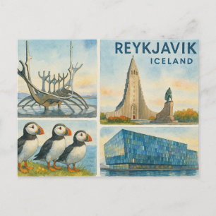 Cartão Postal De Festividades Reykjavik Islândia multivisual