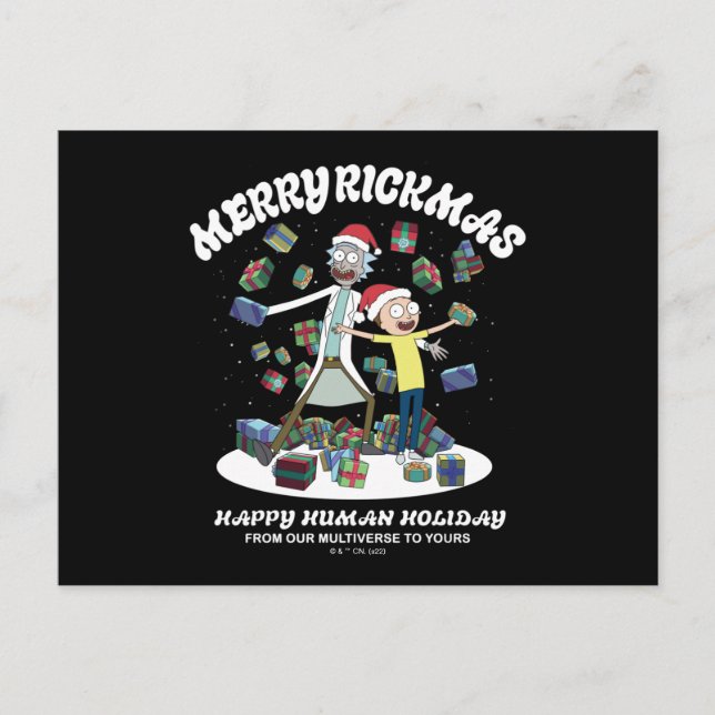 Cartão Postal De Festividades Rick and Morty | Merry Rickmas Presents (Frente)