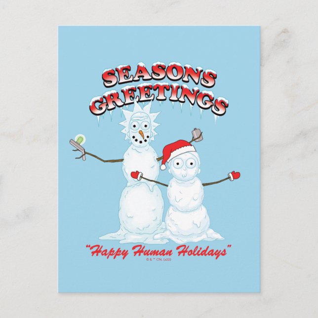 Cartão Postal De Festividades Rick and Morty | Snowmen Season's Greetings (Frente)