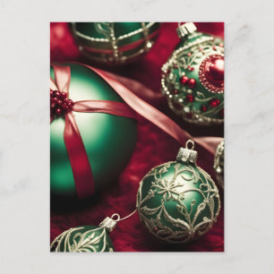 Cartão Postal De Festividades Rico Elegante Vitoriano Vermelhos Cargas de Natal