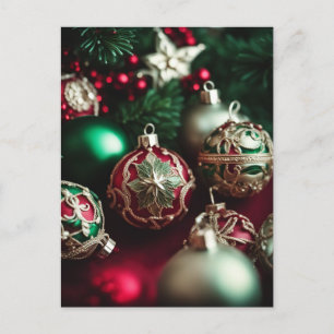 Cartão Postal De Festividades Rico Elegante Vitoriano Vermelhos Cargas de Natal