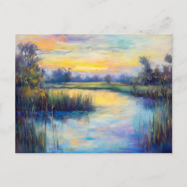 Cartão Postal De Festividades Rio Tranquil Havel Havelland em Dusk (Frente)