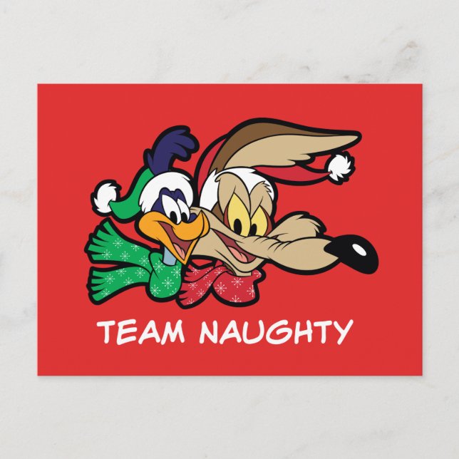 Cartão Postal De Festividades ROAD RUNNER™ & Wile E. Coyote "Team Naughn" (Frente)