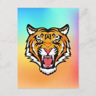 Cartão Postal De Festividades Roaring Tiger Head-25818