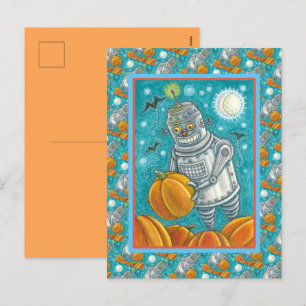 CARTÃO POSTAL DE FESTIVIDADES ROBÔ ESCOLHENDO BOMBEIROS, HOMEM MECÂNICO HALLOWEE