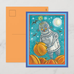 CARTÃO POSTAL DE FESTIVIDADES ROBÔ ESCOLHENDO BOMBEIROS, HOMEM MECÂNICO HALLOWEE