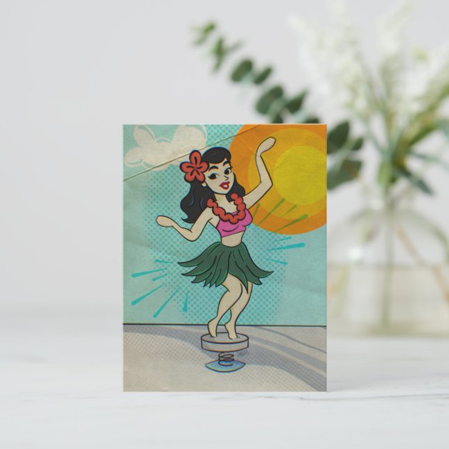 Cartão Postal De Festividades Rock the Hula Girl (Em pé/Frente)