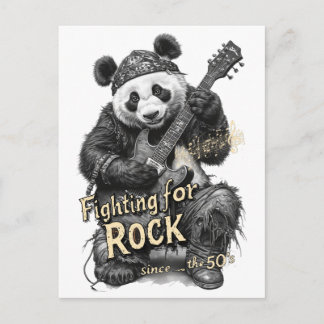 Cartão Postal De Festividades Rocker Panda diz: Lutando pelo Rock em um