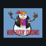 Cartão Postal De Festividades Rocker Snowman Postcard<br><div class="desc">Rocker Snowman Postcard Customizable Template</div>