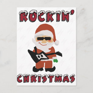 Cartão Postal De Festividades Rockin' Christmas Cool Santa