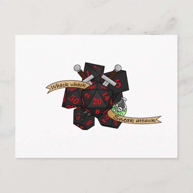 Cartão Postal De Festividades Rogue Dice Design (Frente)