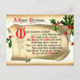 Cartão Postal De Festividades Rolagem de Natal com Hymn