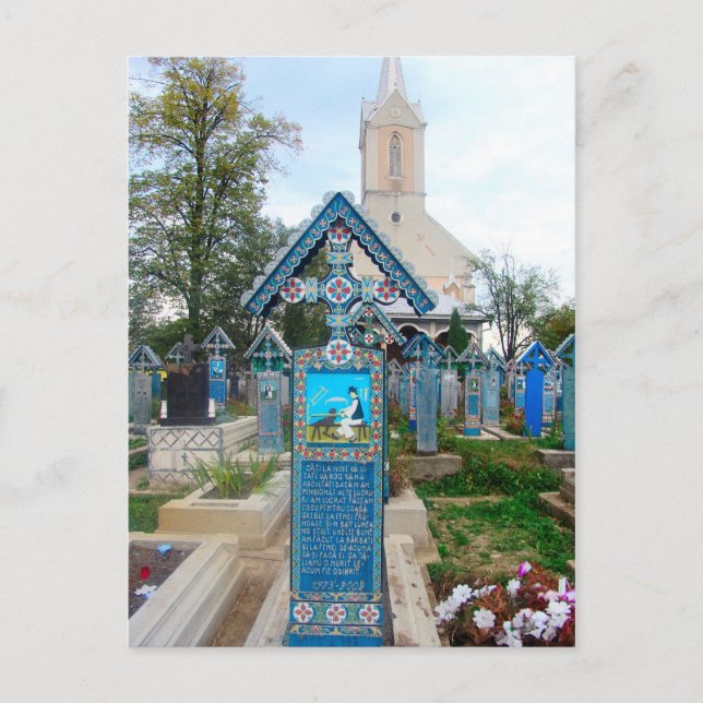 Cartão Postal De Festividades Romania, Marumures, Merry Cemetery, wood carving (Frente)