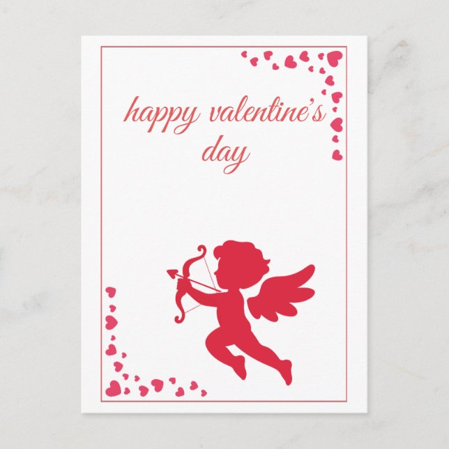 Cartão Postal De Festividades Romantic Angle of Love Cupide Valentine’s Day (Frente)