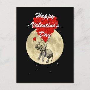 Cartão Postal De Festividades Romantic elephant and love heart Valentines