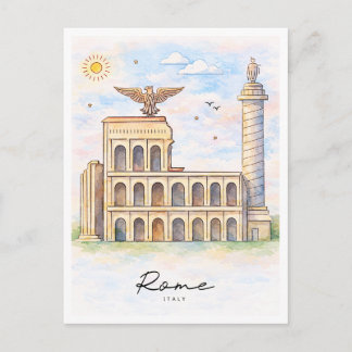 Cartão Postal De Festividades Rome Architecture Watercolor | Italy Travel