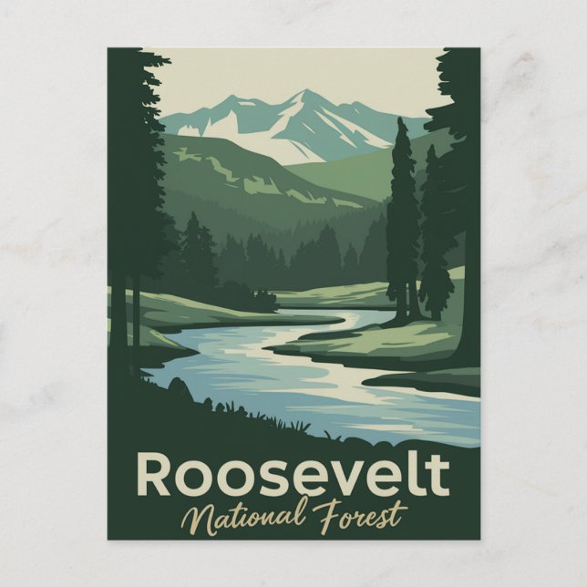 Cartão Postal De Festividades Roosevelt - Viagem mínima da floresta nacional (Frente)