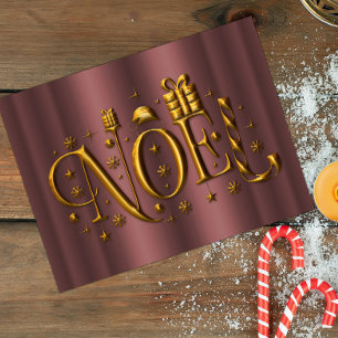 Cartão Postal De Festividades Rosa de Natal Dourado Moderno Natal