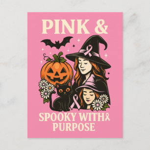 Cartão Postal De Festividades Rosa e Spooky com propósito - Dia das Bruxas