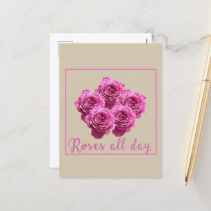 Cartão Postal De Festividades rosa floral rosa púrpura