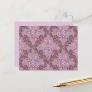 Cartão Postal De Festividades Rosa Lavanda Empoeirada Lilás Mauve Damask Elegant