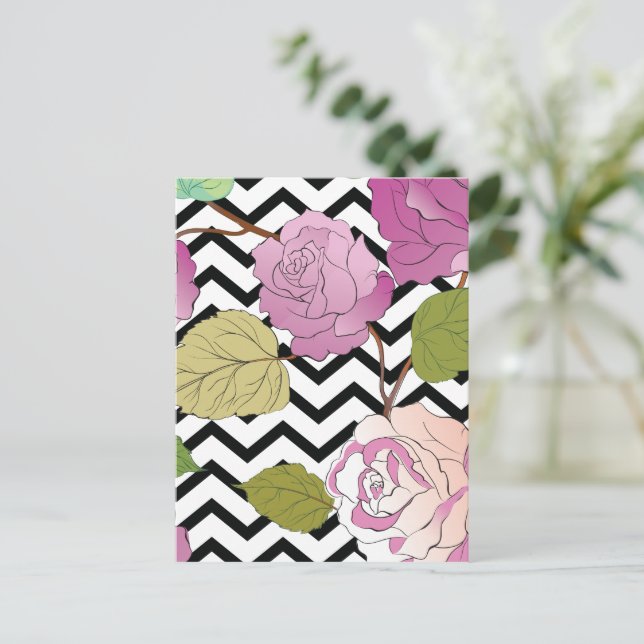 Cartão Postal De Festividades Rosas 27 (Em pé/Frente)