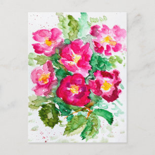 Cartão Postal De Festividades Rosas cor-de-água, cor-de-rosa, buquê floral