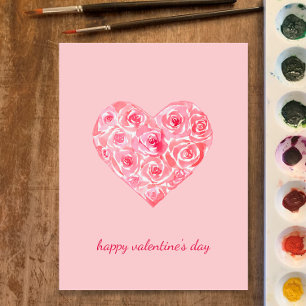 Cartão Postal De Festividades Rosas de aquarela pintados à mão Dia de os namorad