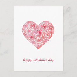 Cartão Postal De Festividades Rosas de aquarela pintados à mão Dia de os namorad