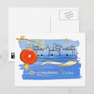 Cartão Postal De Festividades Rosh Hashaná Ano Novo Judaico