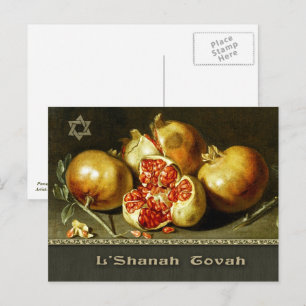 Cartão Postal De Festividades Rosh Hashaná. Ano Novo Judaico Arte Refinada 