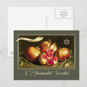 Cartão Postal De Festividades Rosh Hashaná   Ano Novo Judaico Arte Refinada 