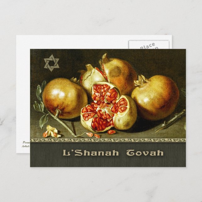 Cartão Postal De Festividades Rosh Hashanah. Ano Novo Judaico Arte Refinada  (Frente/Verso)