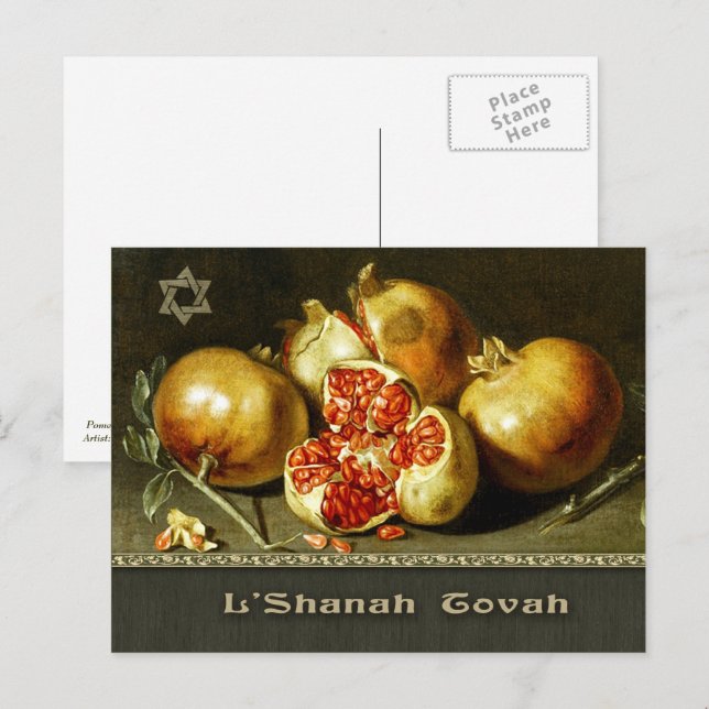 Cartão Postal De Festividades Rosh Hashanah. Belas Artes do Ano Novo Judaico (Frente/Verso)