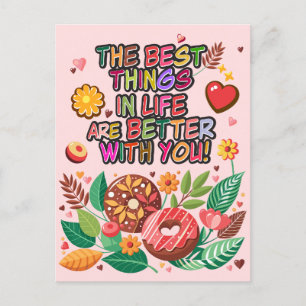 Cartão Postal De Festividades Rosquinhas e flores do Dia de os namorados de sala